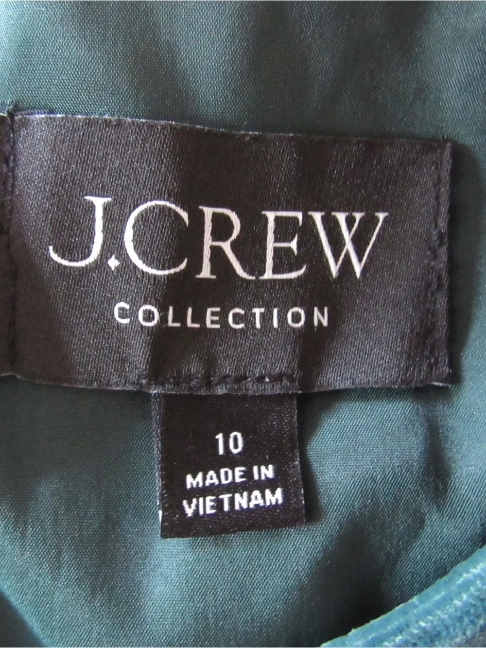 J Crew Velvet Jeweled Button Front Mini Dress 10 Dark Green Puff Sleeves Holiday
